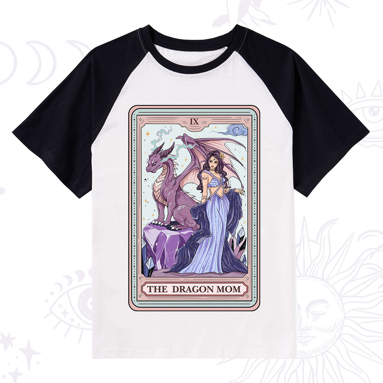 Purplehecate The Dragon Tarot Raglan Short Sleeve T‑Shirt