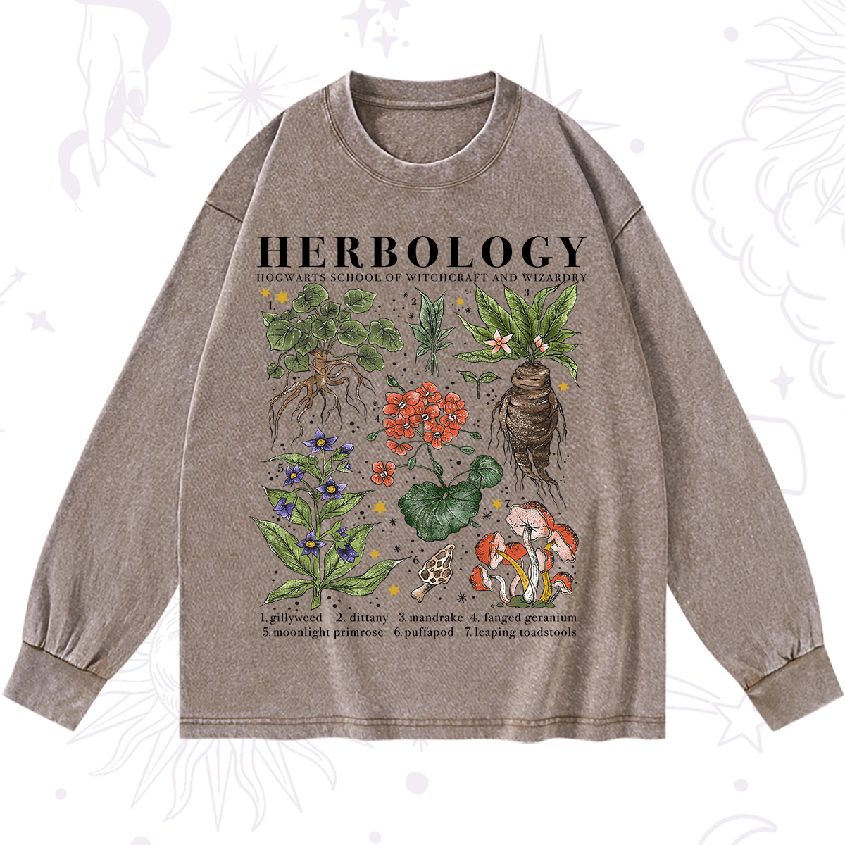 Purplehecate Herbology Plants Washed Long Sleeve Shirt