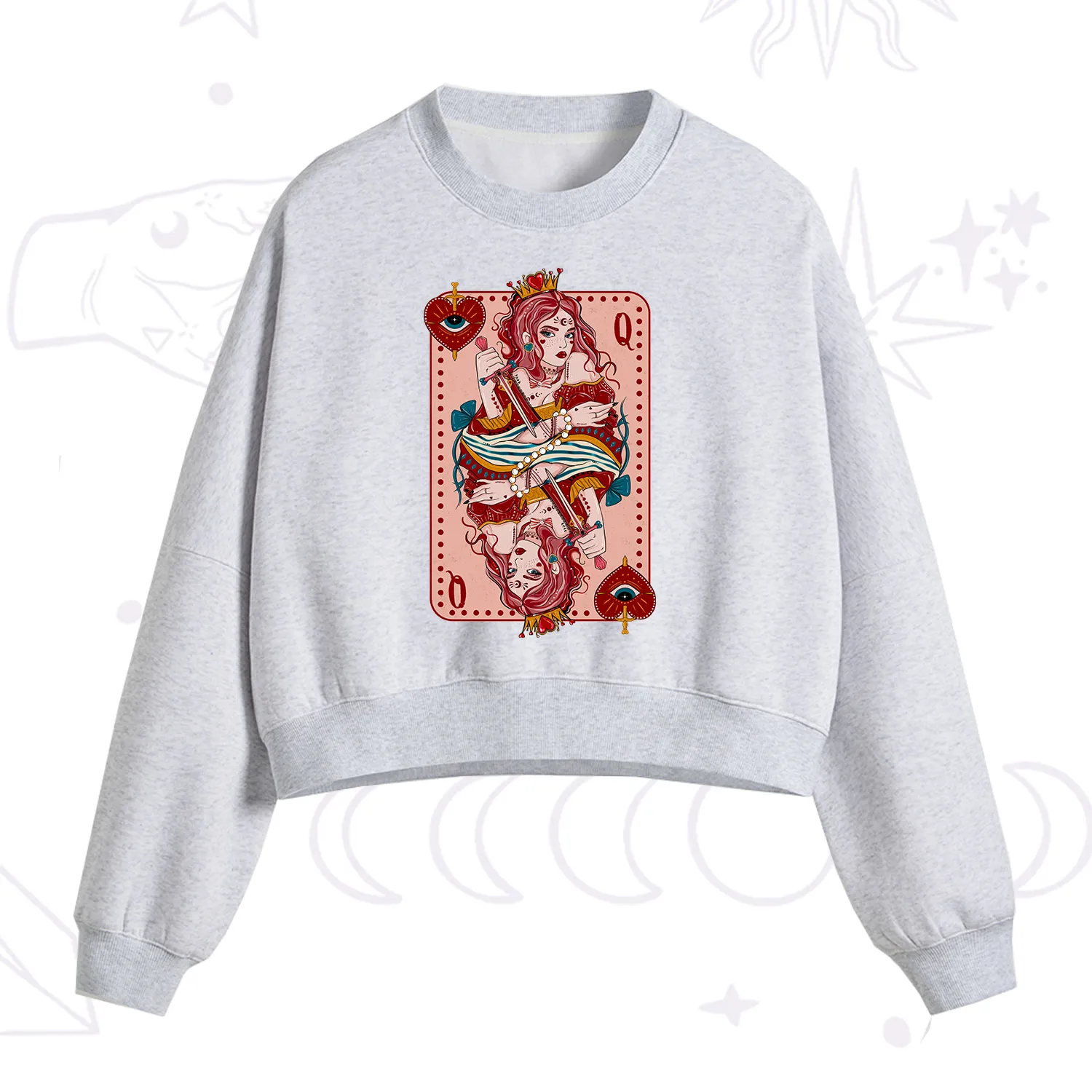 Purplehecate Queen of Hearts Fleece Cropped Sweatshirt