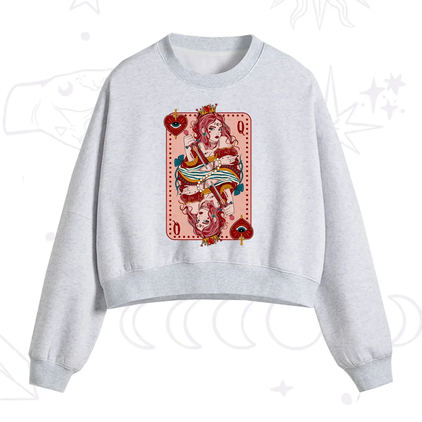 Purplehecate Queen of Hearts Fleece Cropped Sweatshirt