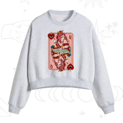 Purplehecate Queen of Hearts Fleece Cropped Sweatshirt