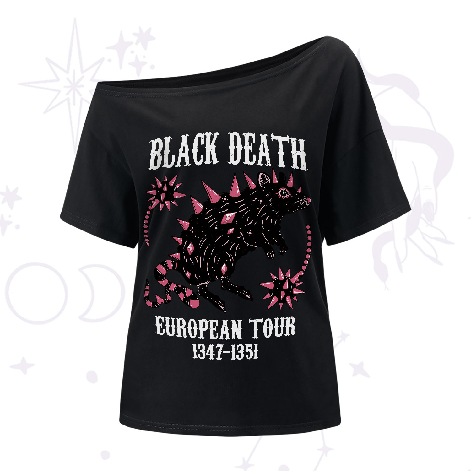 Purplehecate Black Death One-Shoulder T-Shirt