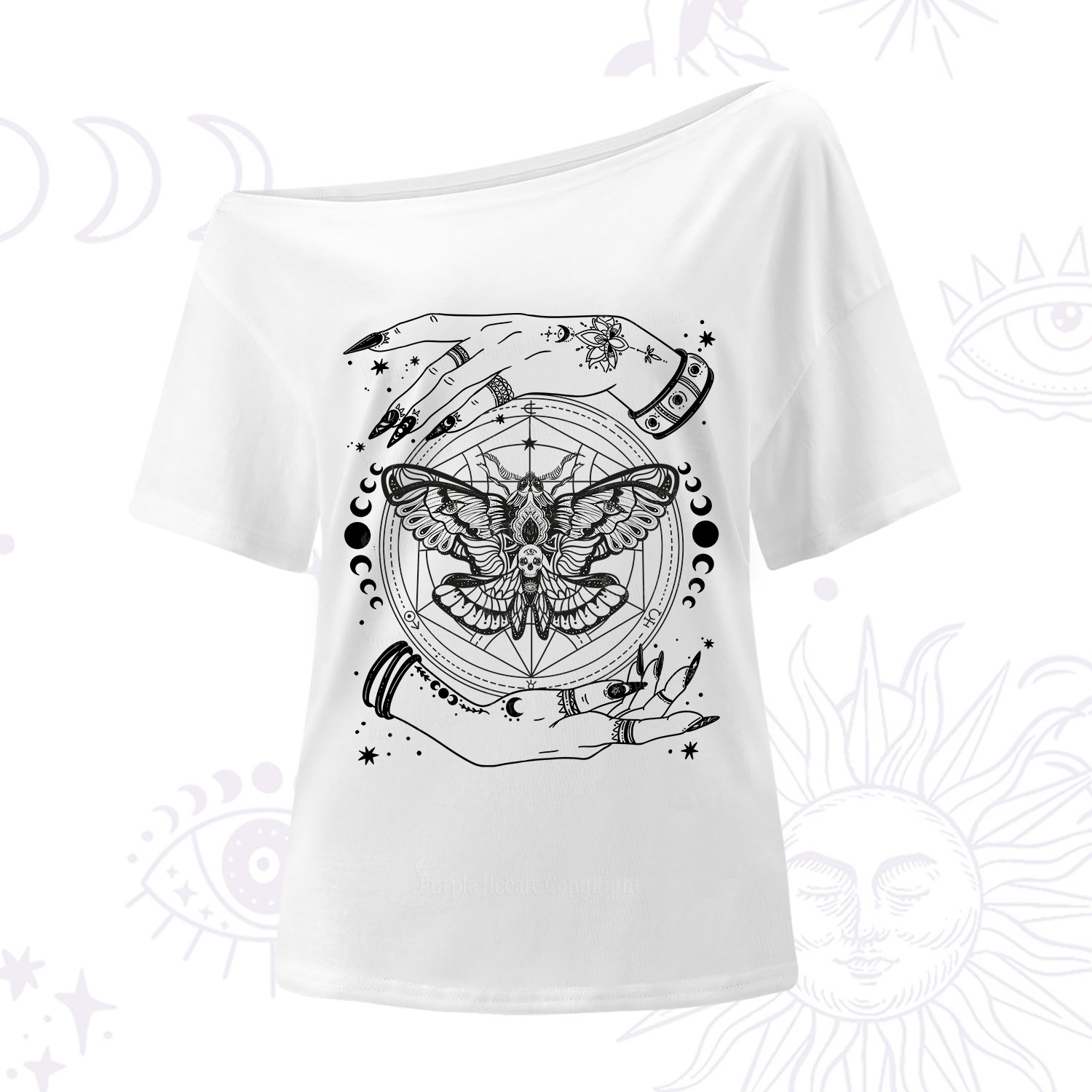 Purplehecate Alchemy Death Moth One Shoulder T-Shirt