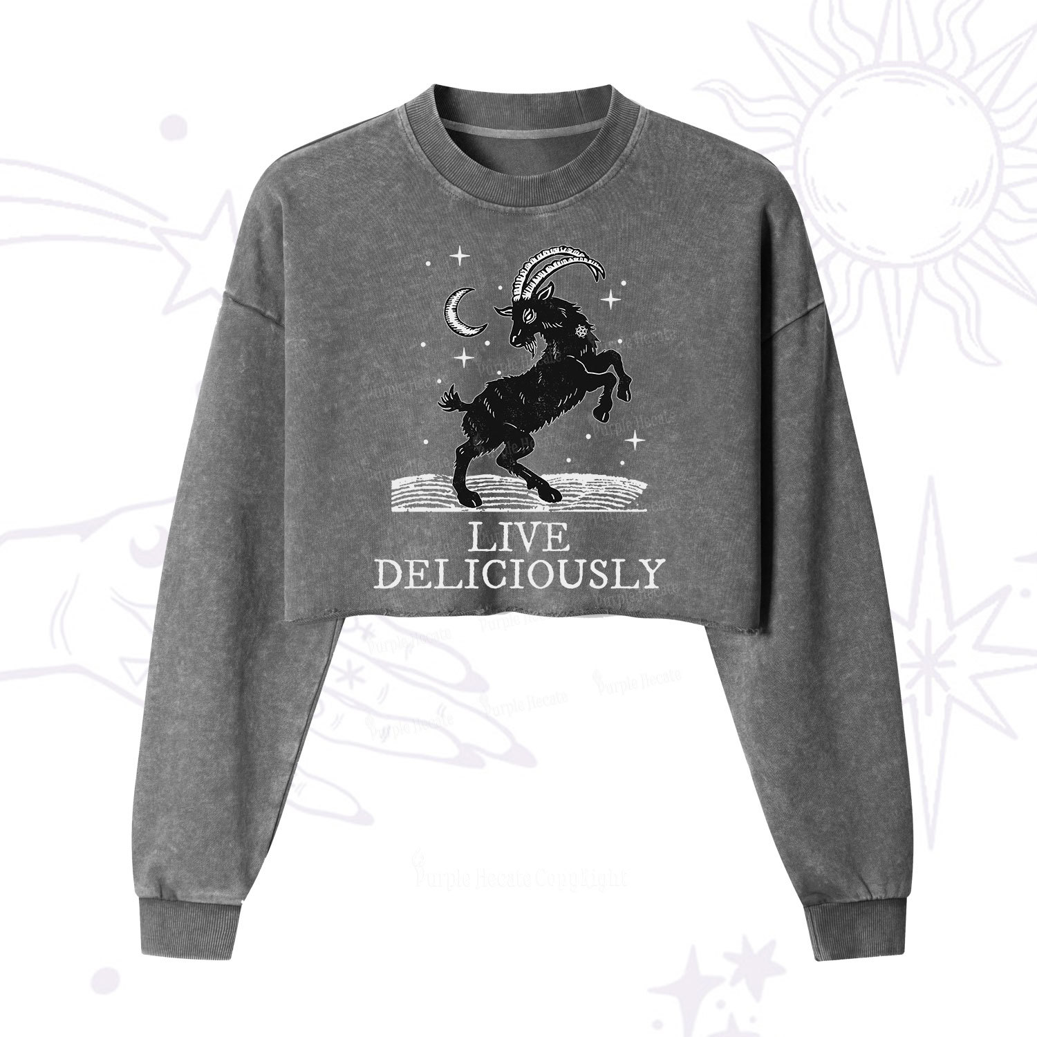 Purplehecate Live Deliciously Cropped Washed Sweatshirt