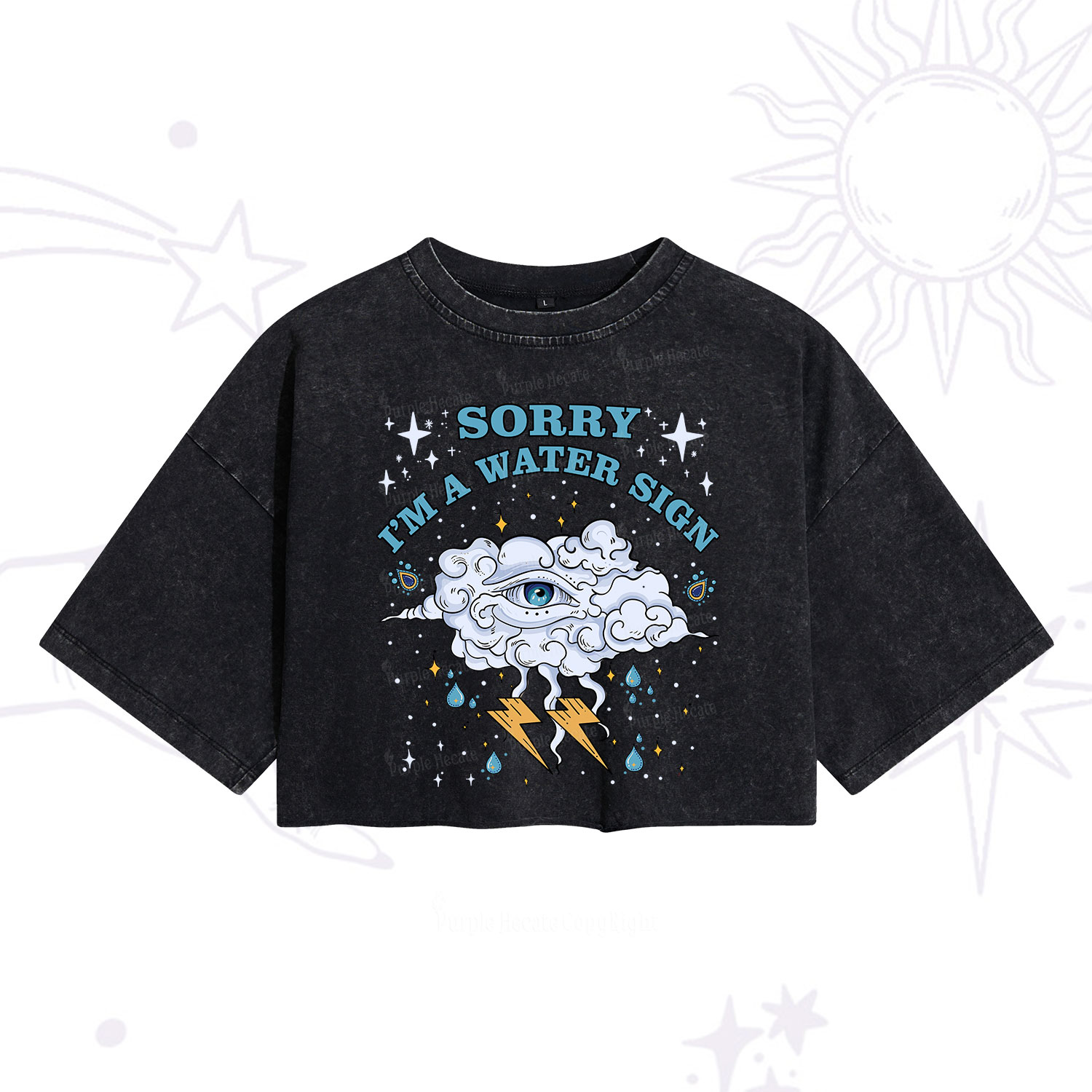 Purplehecate Sorry I'm A Water Sign Washed Cropped T-Shirt