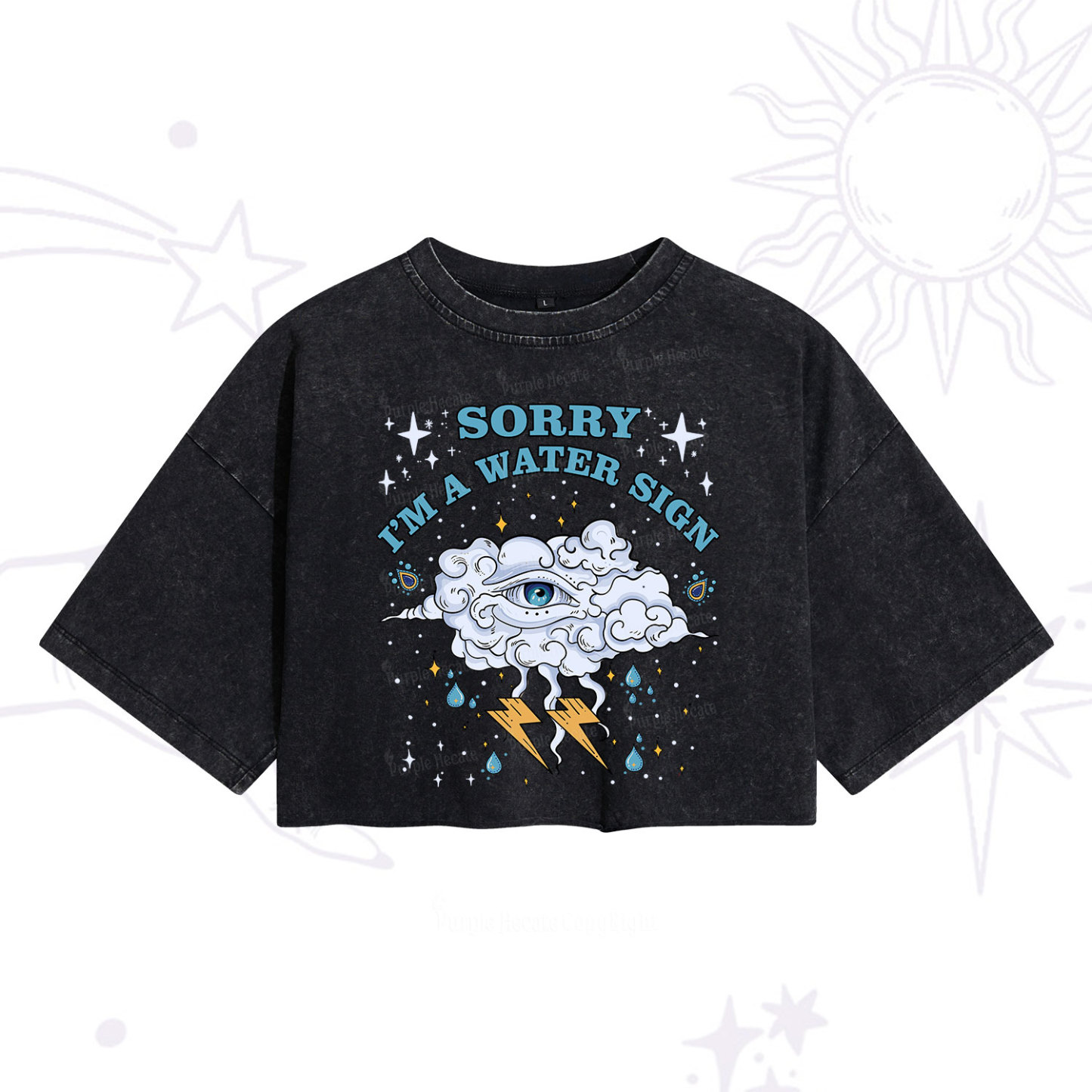 Purplehecate Sorry I'm A Water Sign Washed Cropped T-Shirt