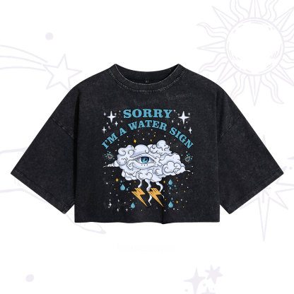 Purplehecate Sorry I'm A Water Sign Washed Cropped T-Shirt