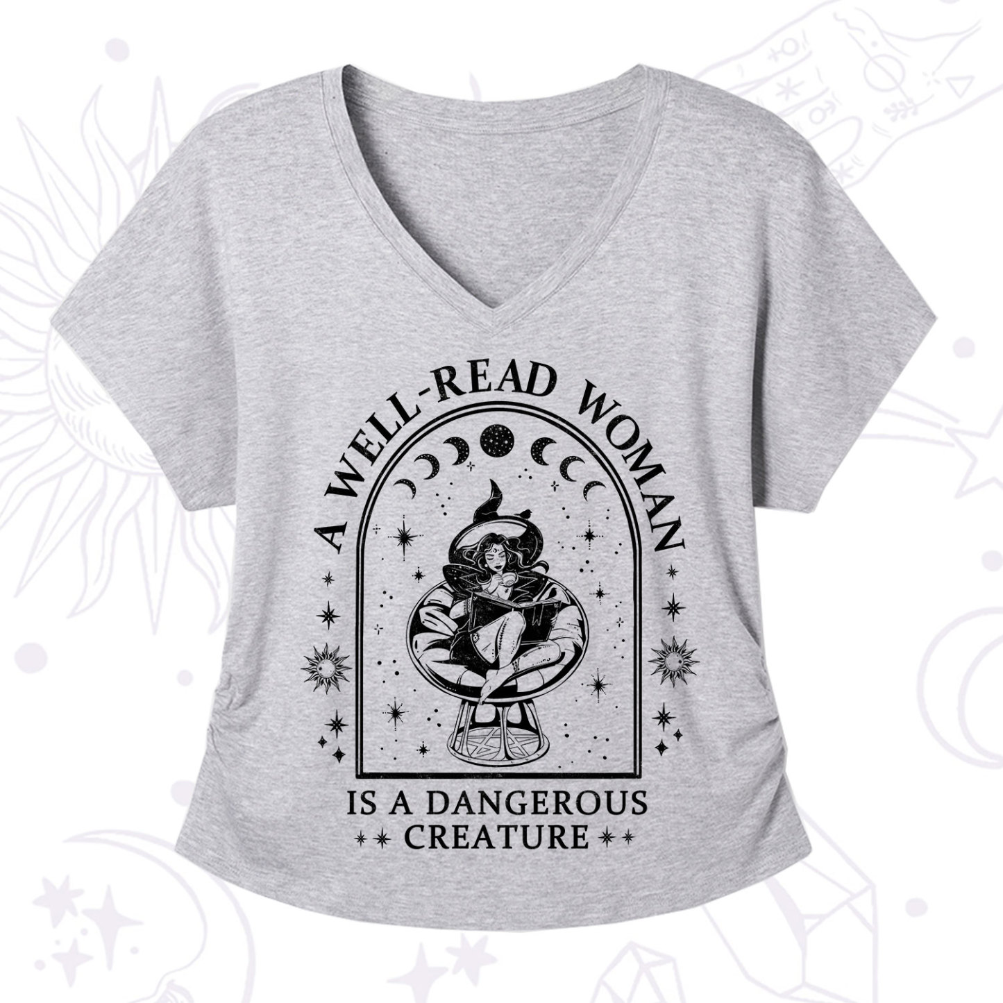 Purplehecate A Well Read Woman Bookish V-Neck T-Shirt