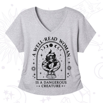Purplehecate A Well Read Woman Bookish V-Neck T-Shirt