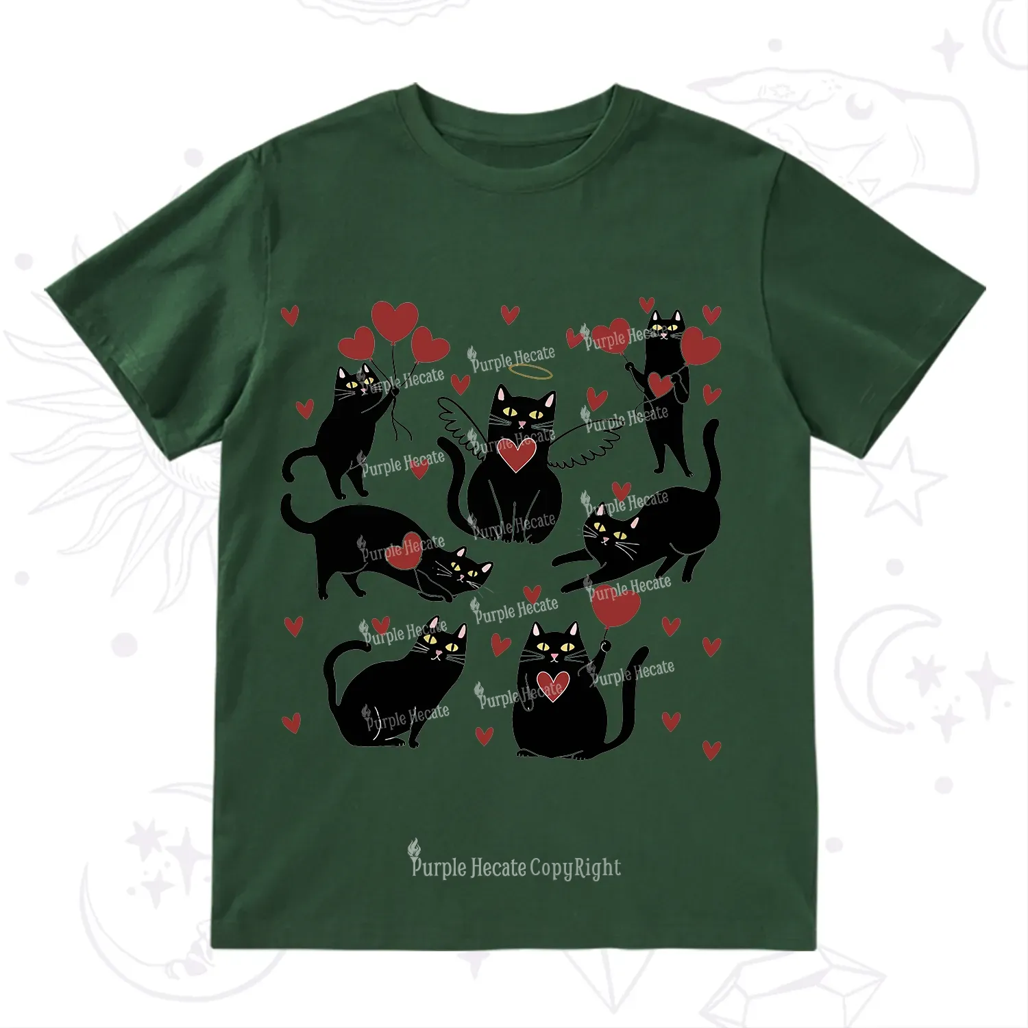 Purplehecate Meowy Valentine's Romantic Cat Valentine T-Shirt
