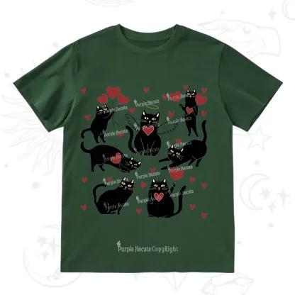 Purplehecate Meowy Valentine's Romantic Cat Valentine T-Shirt