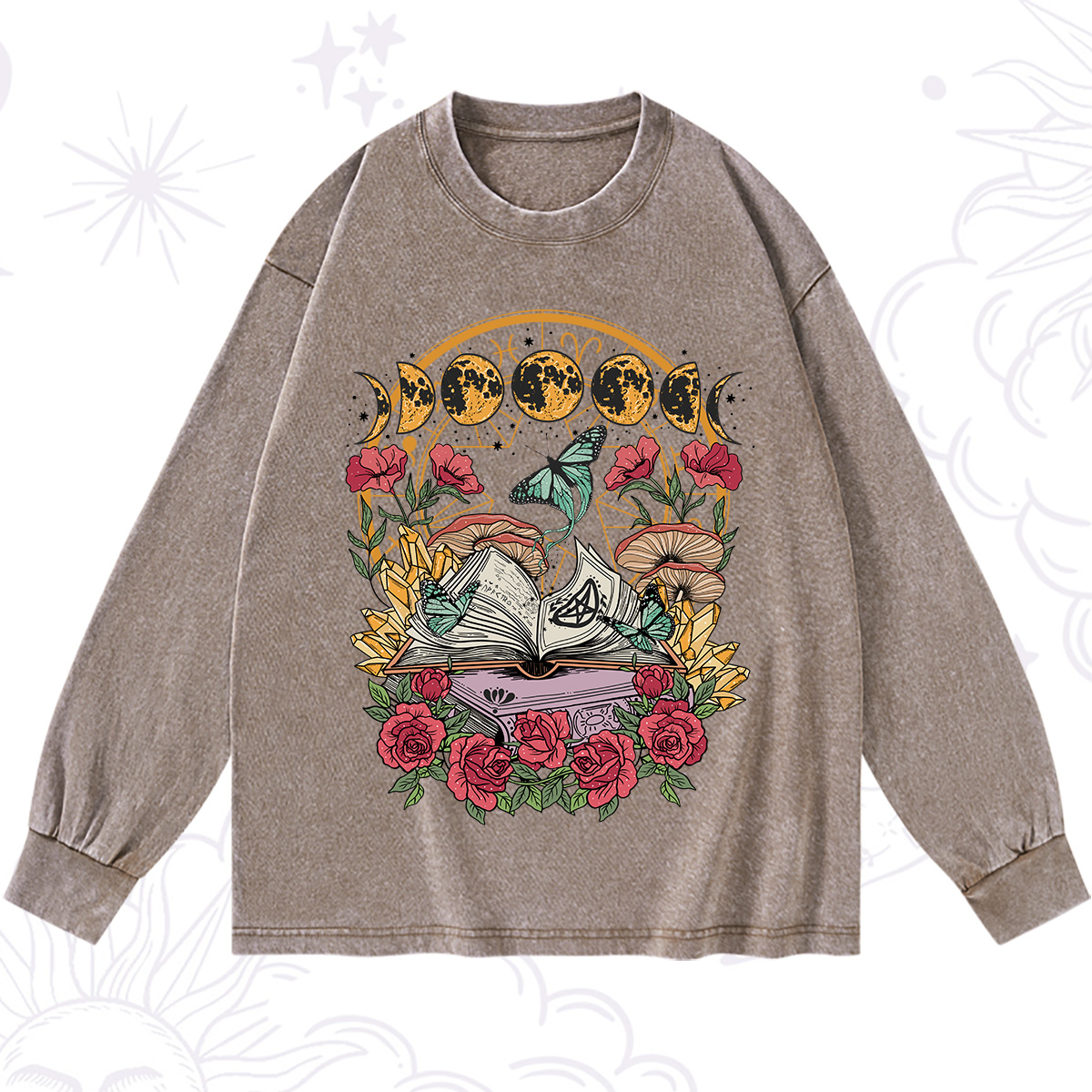 Purplehecate Witchy Book Washed Long Sleeve Shirt