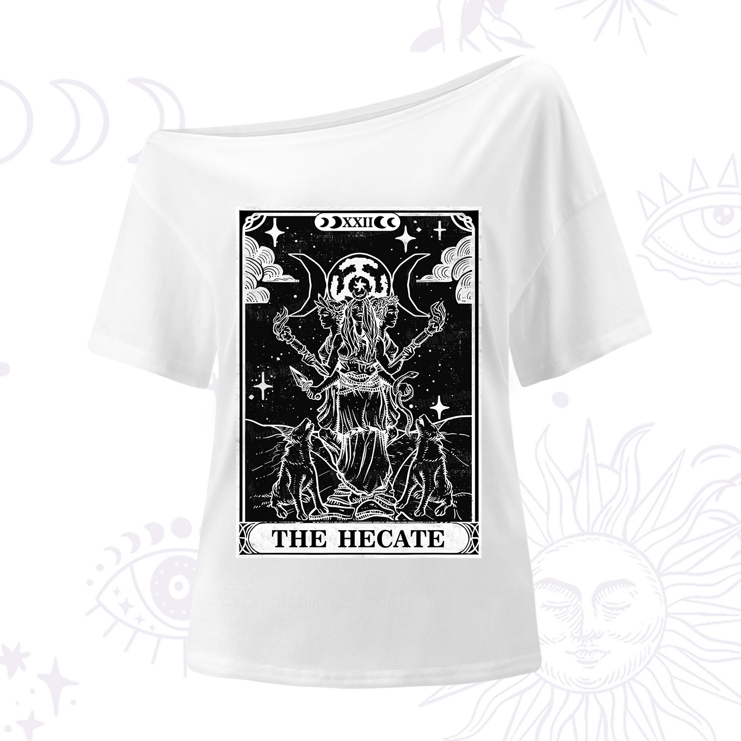 Purplehecate The Dark Moon Goddess Hecate Tarot One Shoulder T-Shirt