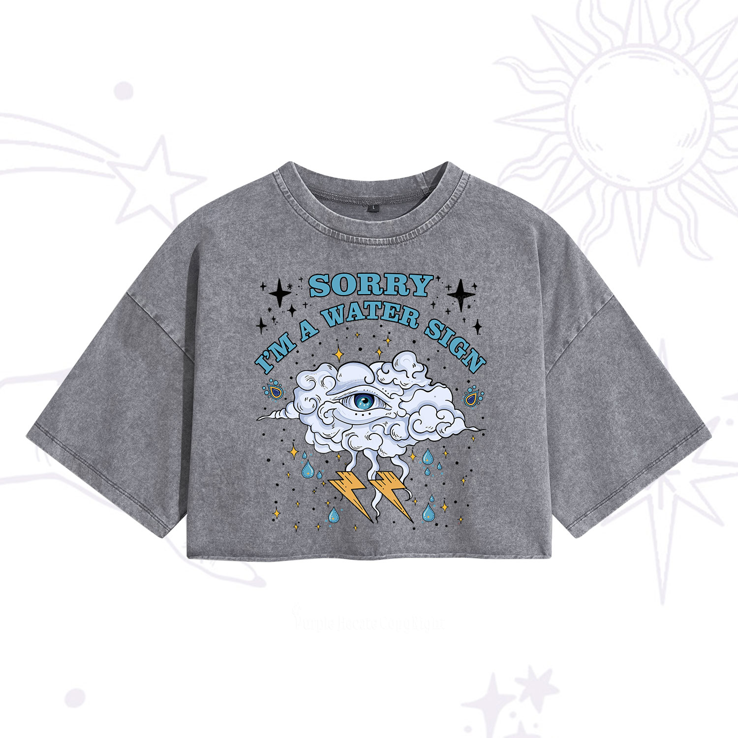 Purplehecate Sorry I'm A Water Sign Washed Cropped T-Shirt