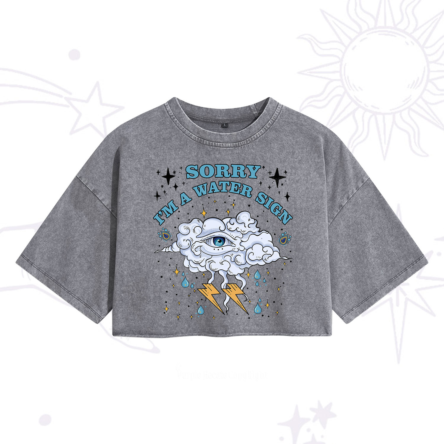 Purplehecate Sorry I'm A Water Sign Washed Cropped T-Shirt