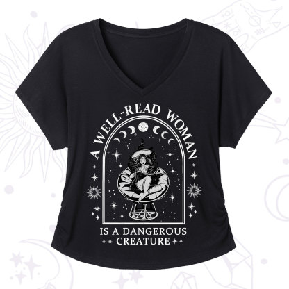 Purplehecate A Well Read Woman Bookish V-Neck T-Shirt