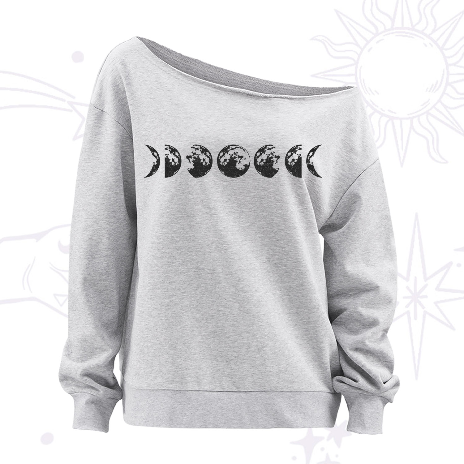 Purplehecate Moon Phases Off The Shoulder Sweatshirt