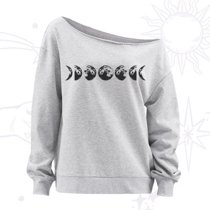 Purplehecate Moon Phases Off The Shoulder Sweatshirt