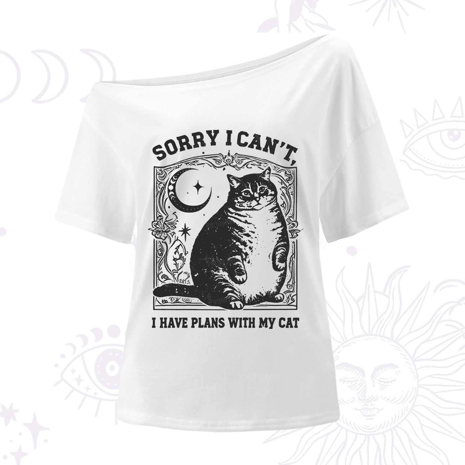 Purplehecate Sorry I Can't I Have Plans With My Cat One Shoulder T-Shirt