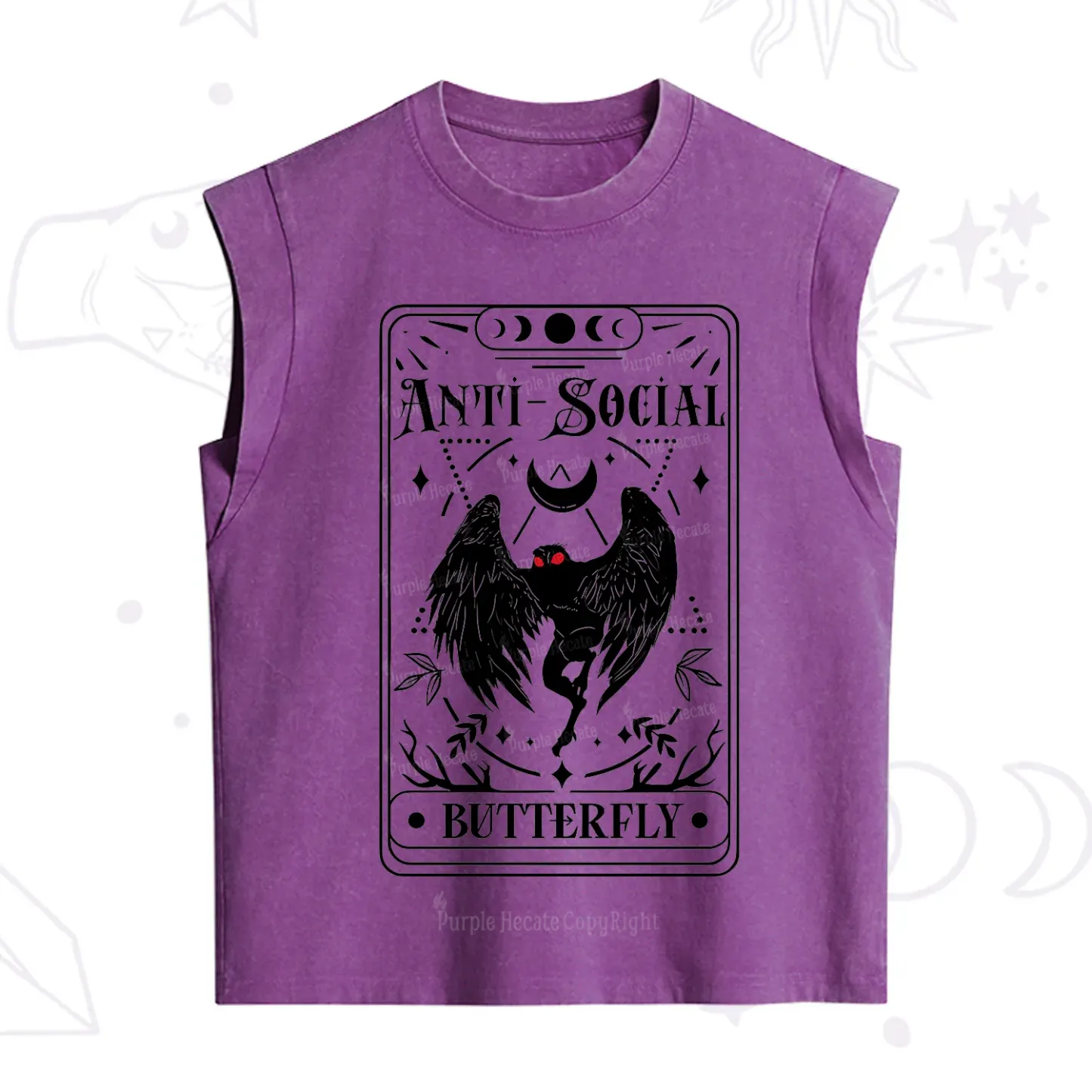 Purplehecate The Antisocial Butterfly Oracle Card Vintage Washed Tank