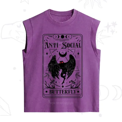 Purplehecate The Antisocial Butterfly Oracle Card Vintage Washed Tank