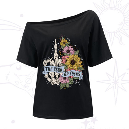 Purplehecate The Zero Of Fucks One-Shoulder T-Shirt