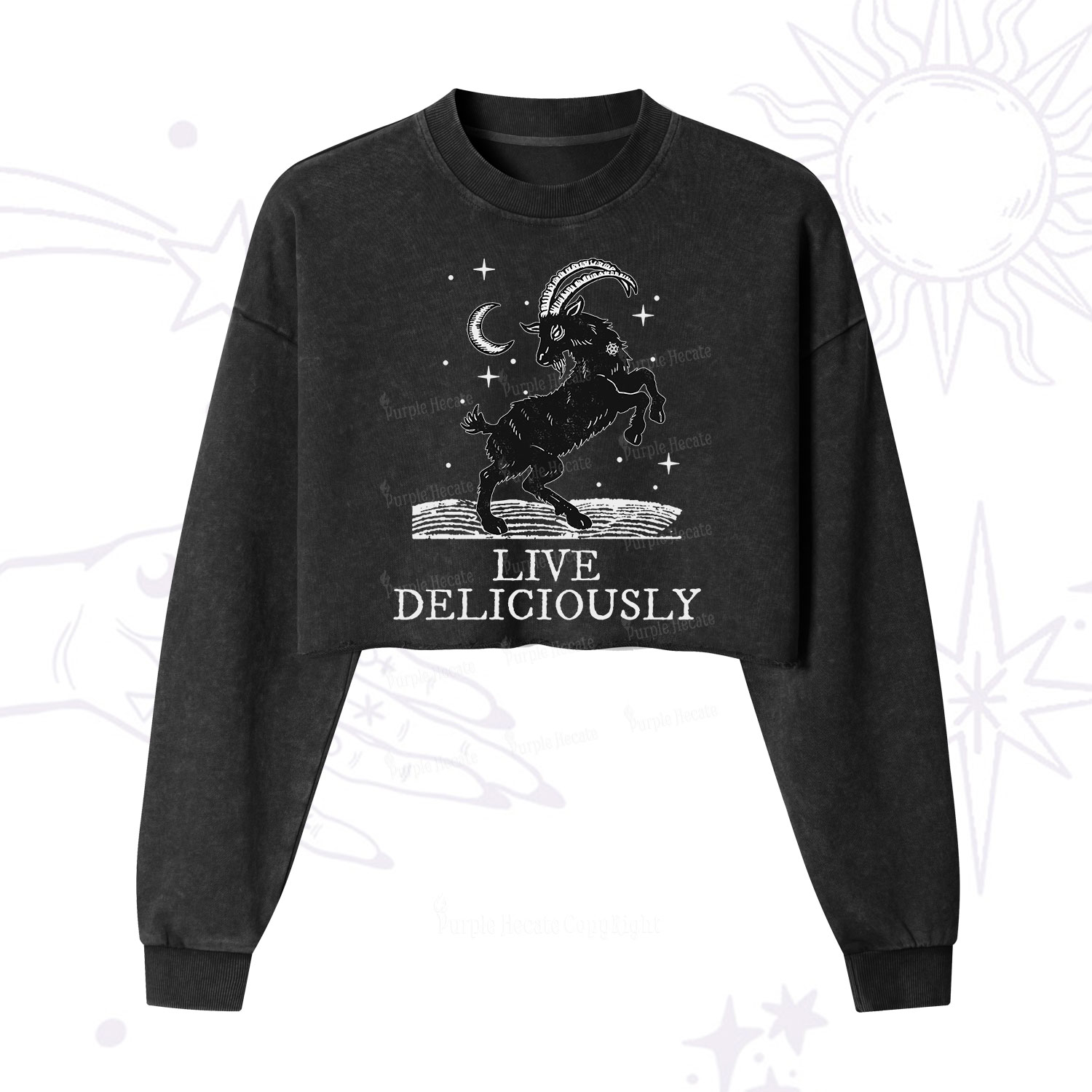 Purplehecate Live Deliciously Cropped Washed Sweatshirt