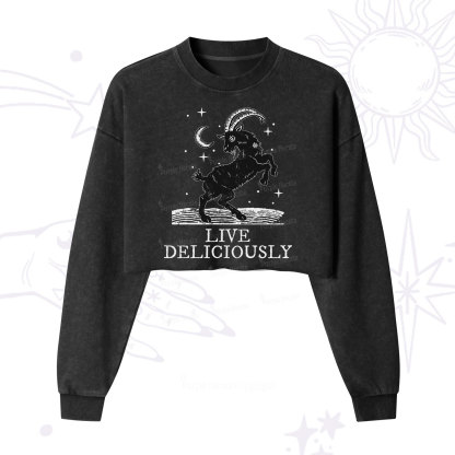 Purplehecate Live Deliciously Cropped Washed Sweatshirt