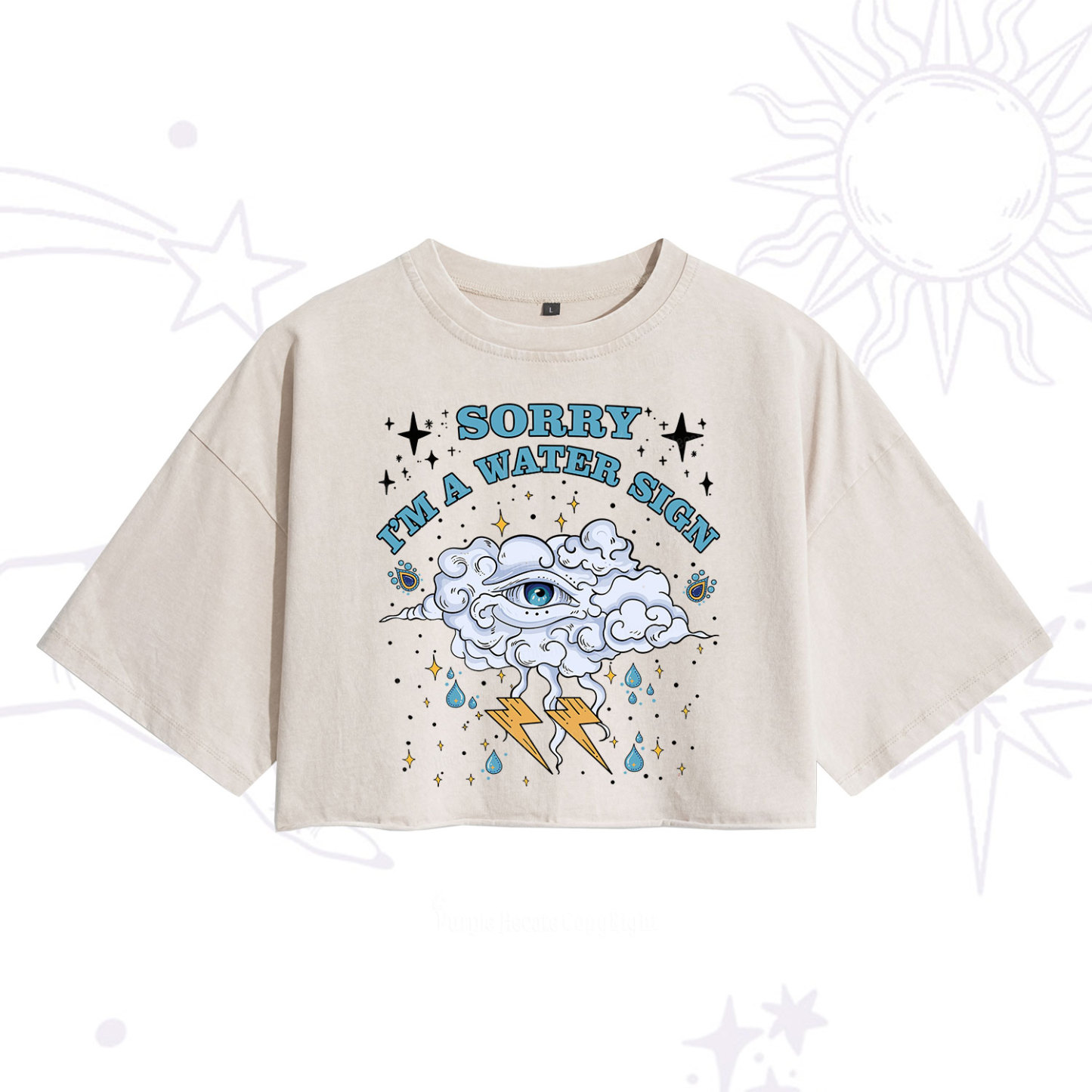 Purplehecate Sorry I'm A Water Sign Washed Cropped T-Shirt