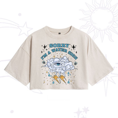 Purplehecate Sorry I'm A Water Sign Washed Cropped T-Shirt