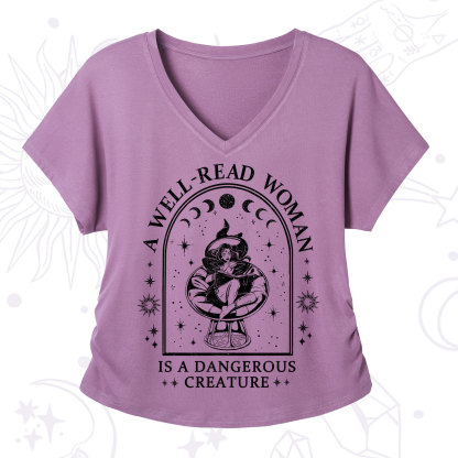 Purplehecate A Well Read Woman Bookish V-Neck T-Shirt