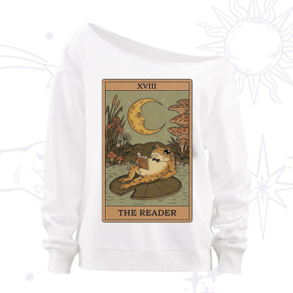 Purplehecate The Reader Frog Tarot Off The Shoulder Sweatshirt