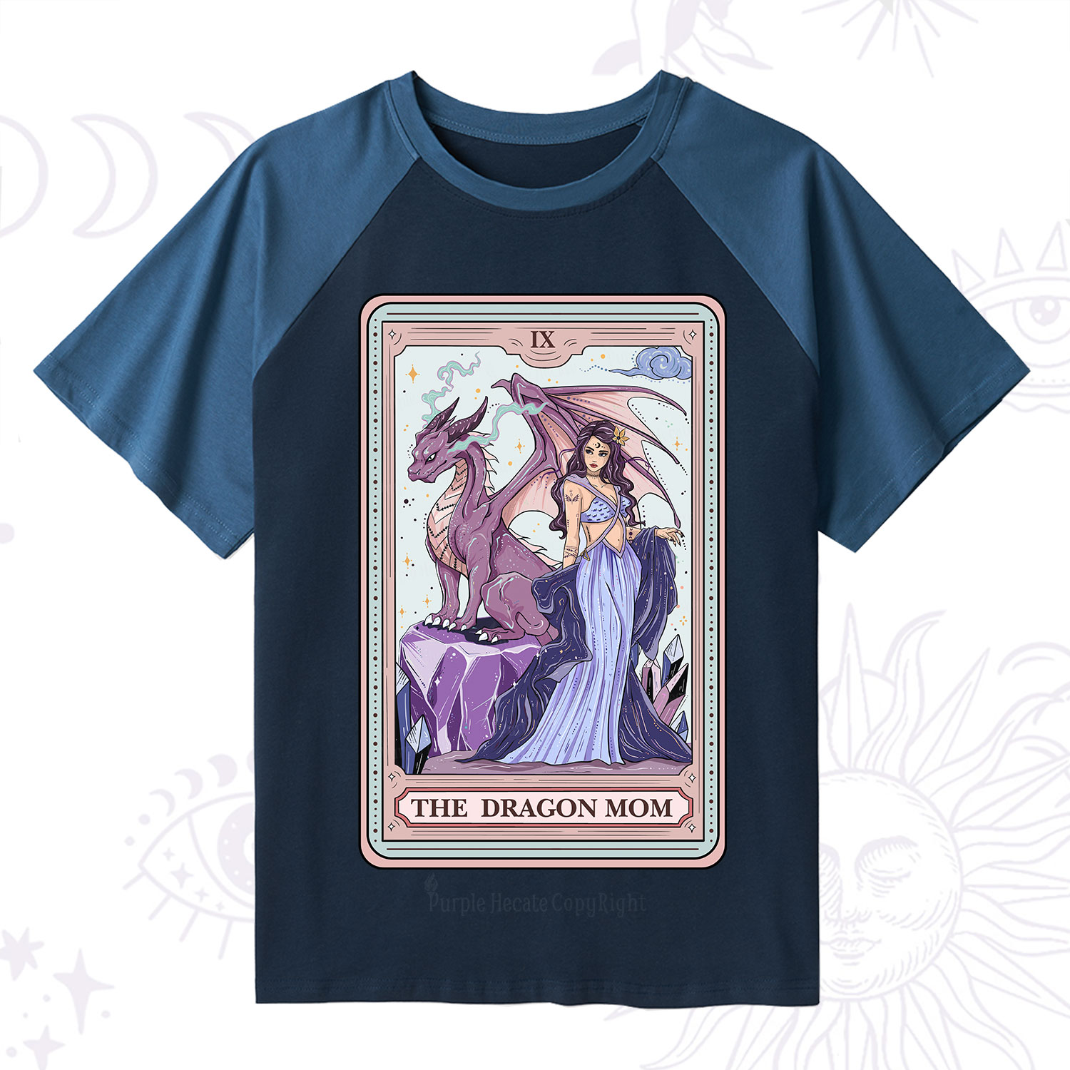 Purplehecate The Dragon Tarot Raglan Short Sleeve T‑Shirt