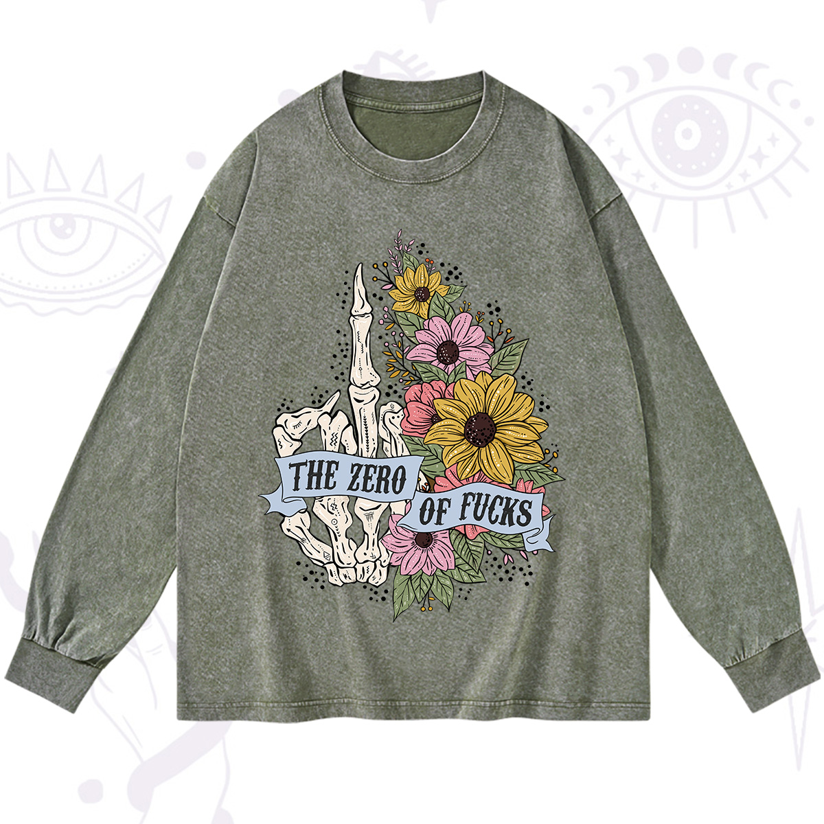 Purplehecate The Zero Of Fucks Washed Long Sleeve Shirt