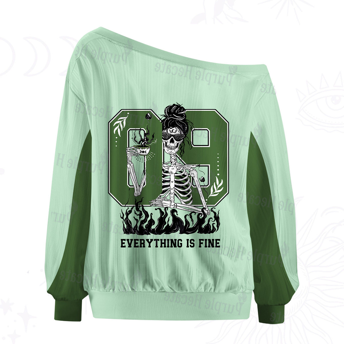 Purplehecate Everything Is Fine Off The Shoulder Graphic Jersey