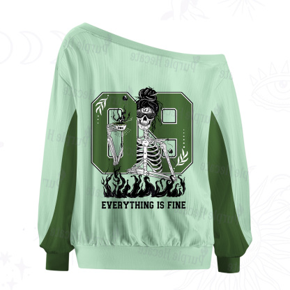 Purplehecate Everything Is Fine Off The Shoulder Graphic Jersey
