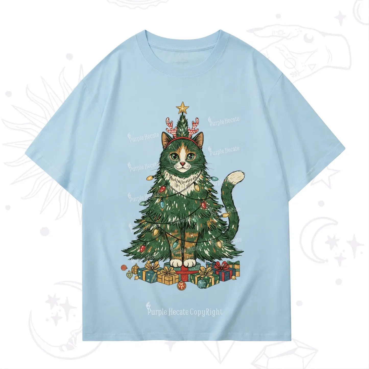 Purplehecate Cute Cats Christmas Tree T-Shirt