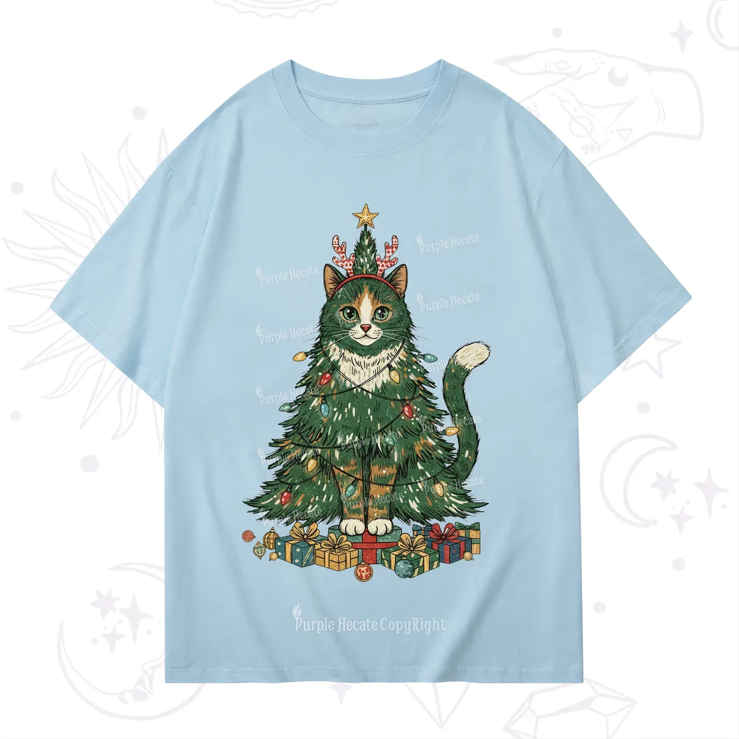 Purplehecate Cute Cats Christmas Tree T-Shirt