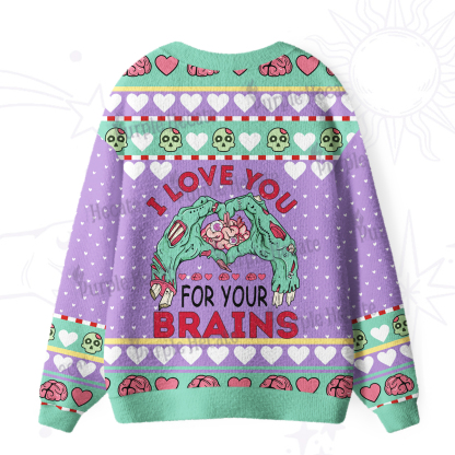 Purplehecate I Love You For Your Brains Ugly Cardigan Sweaters