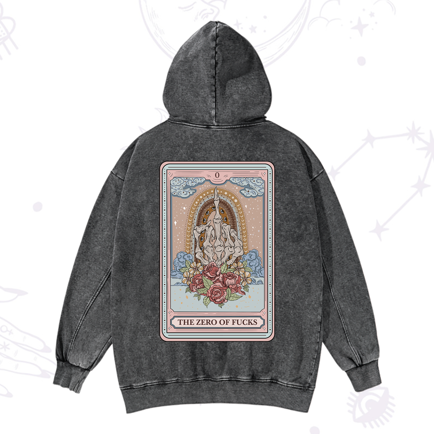Magic Purplehecate The Zero Of Fucks Tarot Washed Hoodie