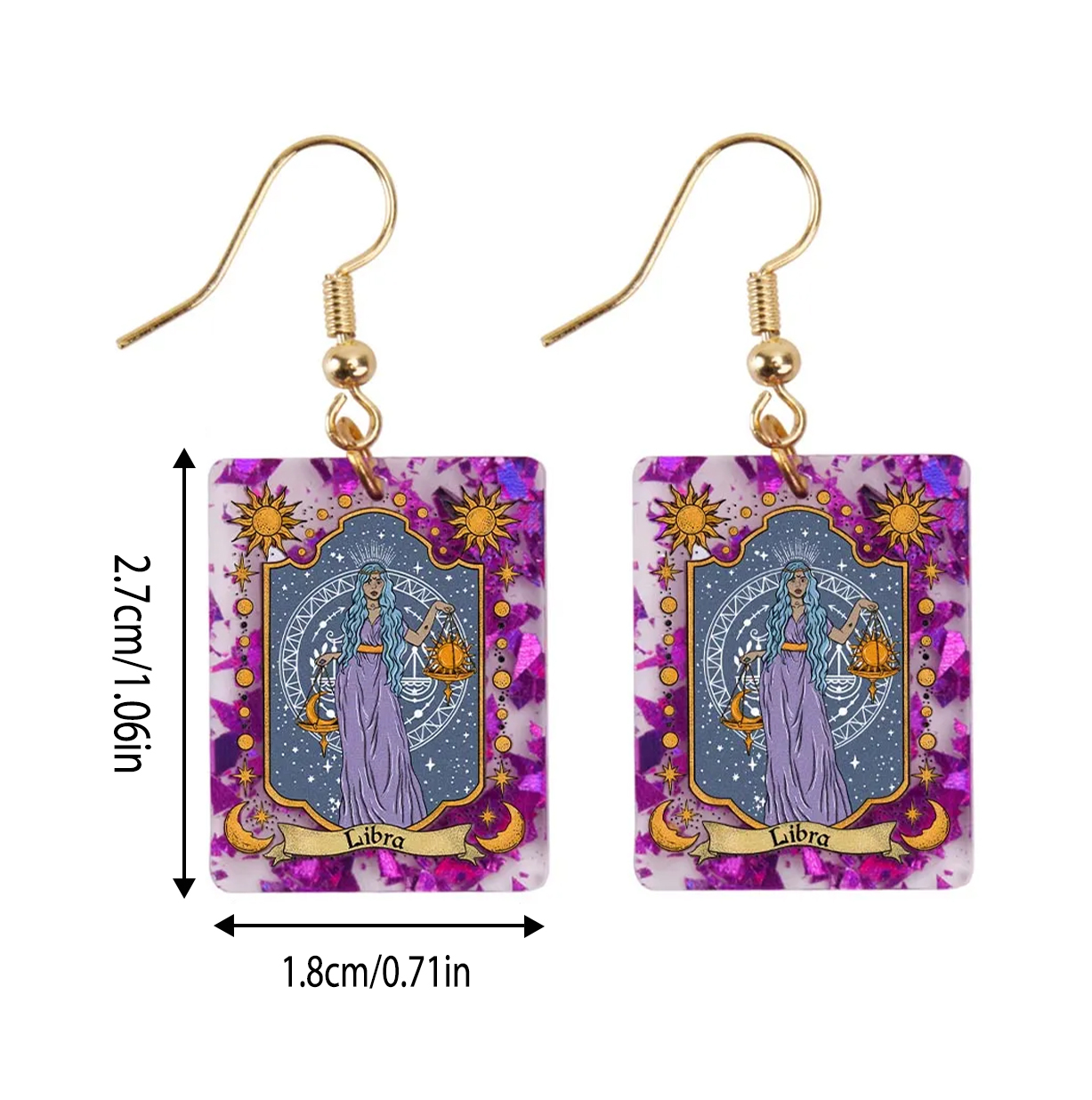 Purplehecate Libra Zodiac Purple fragments Acrylic Earrings