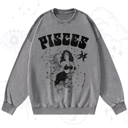Purplehecate Pisces Zodiac Glyphs Washed Sweatshirt