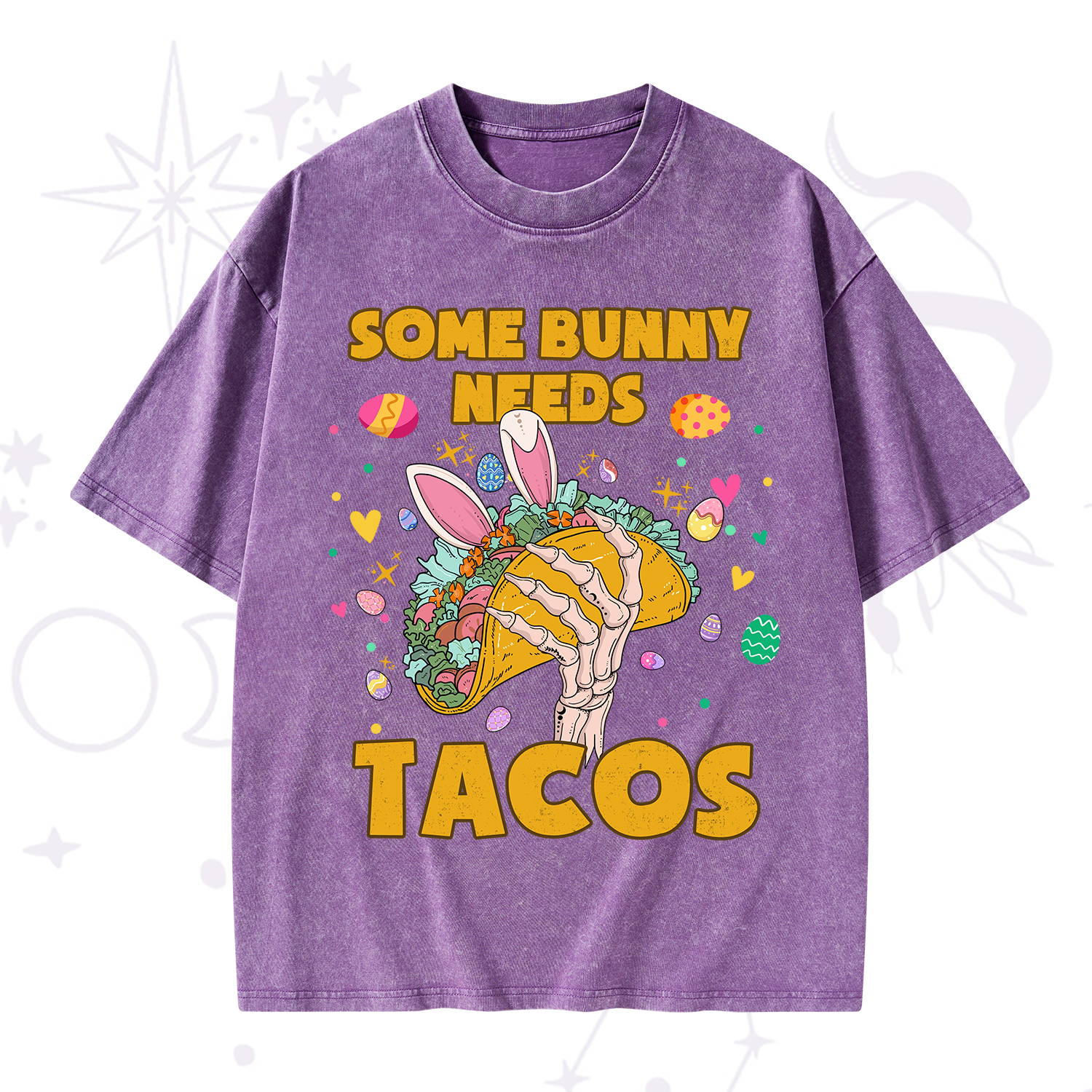 Purplehecate Some Bunny Needs Tacos Easter Washed T-Shirt