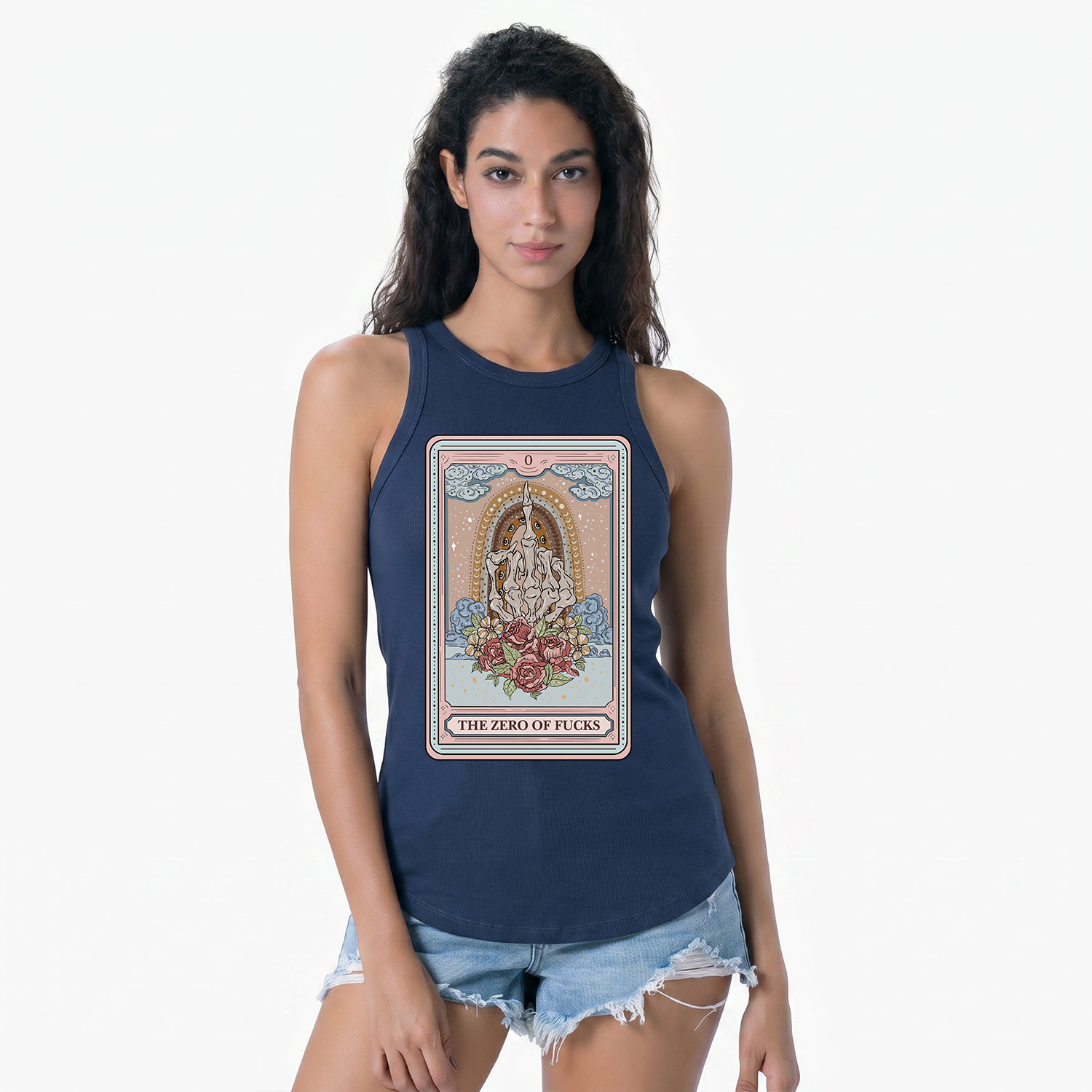 Purplehecate The Zero Of Fucks Tarot Ribbed Tank Top