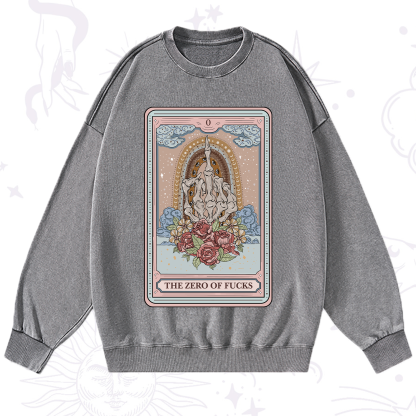 Purplehecate The Zero Of Fucks Tarot Washed Sweatshirt