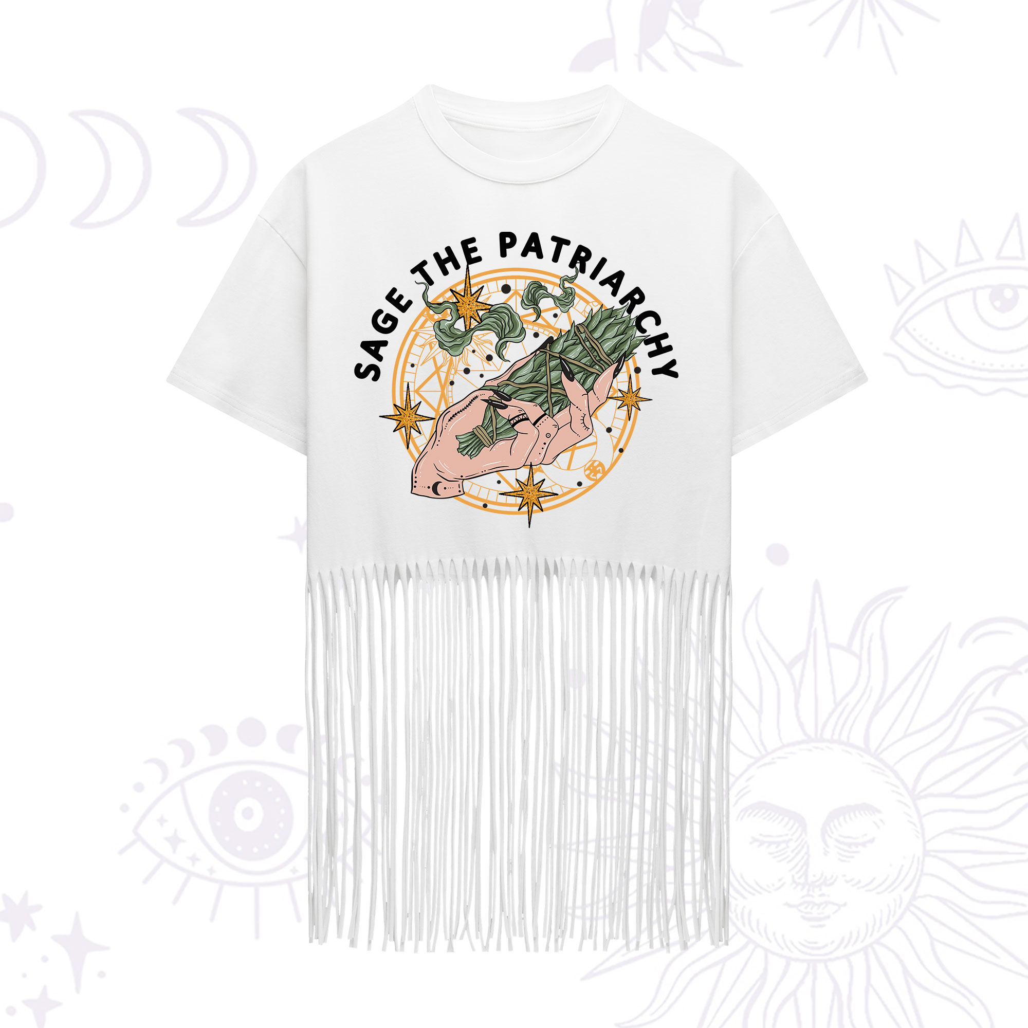 Purplehecate Sage The Patriarchy Fringe Hem T-Shirt