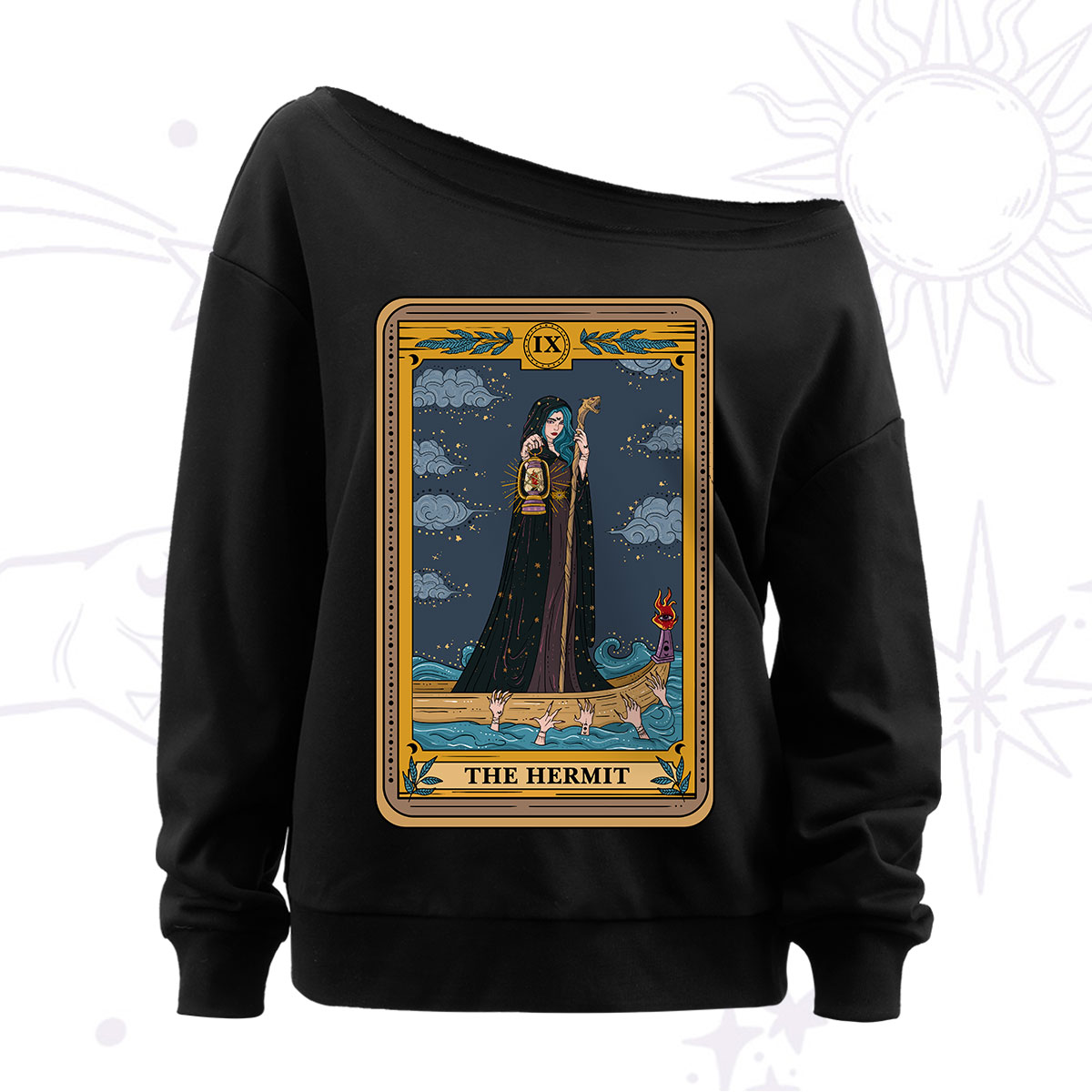 Purplehecate The Hermit Goddess Tarot Off The Shoulder Sweatshirt