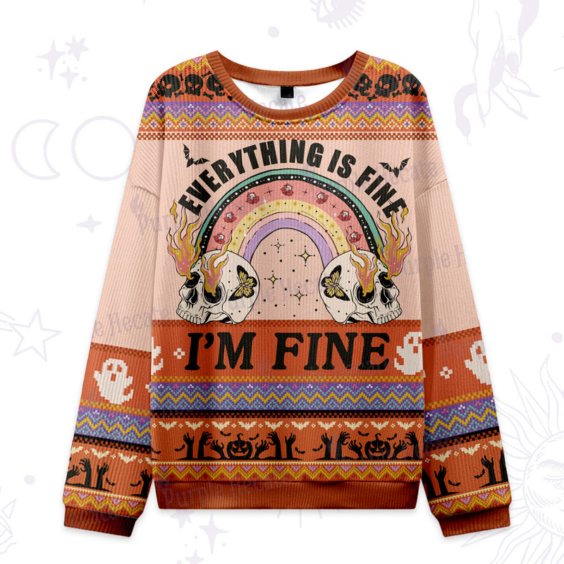 Purplehecate Everything Is Fine Ugly Halloween Sweatshirts