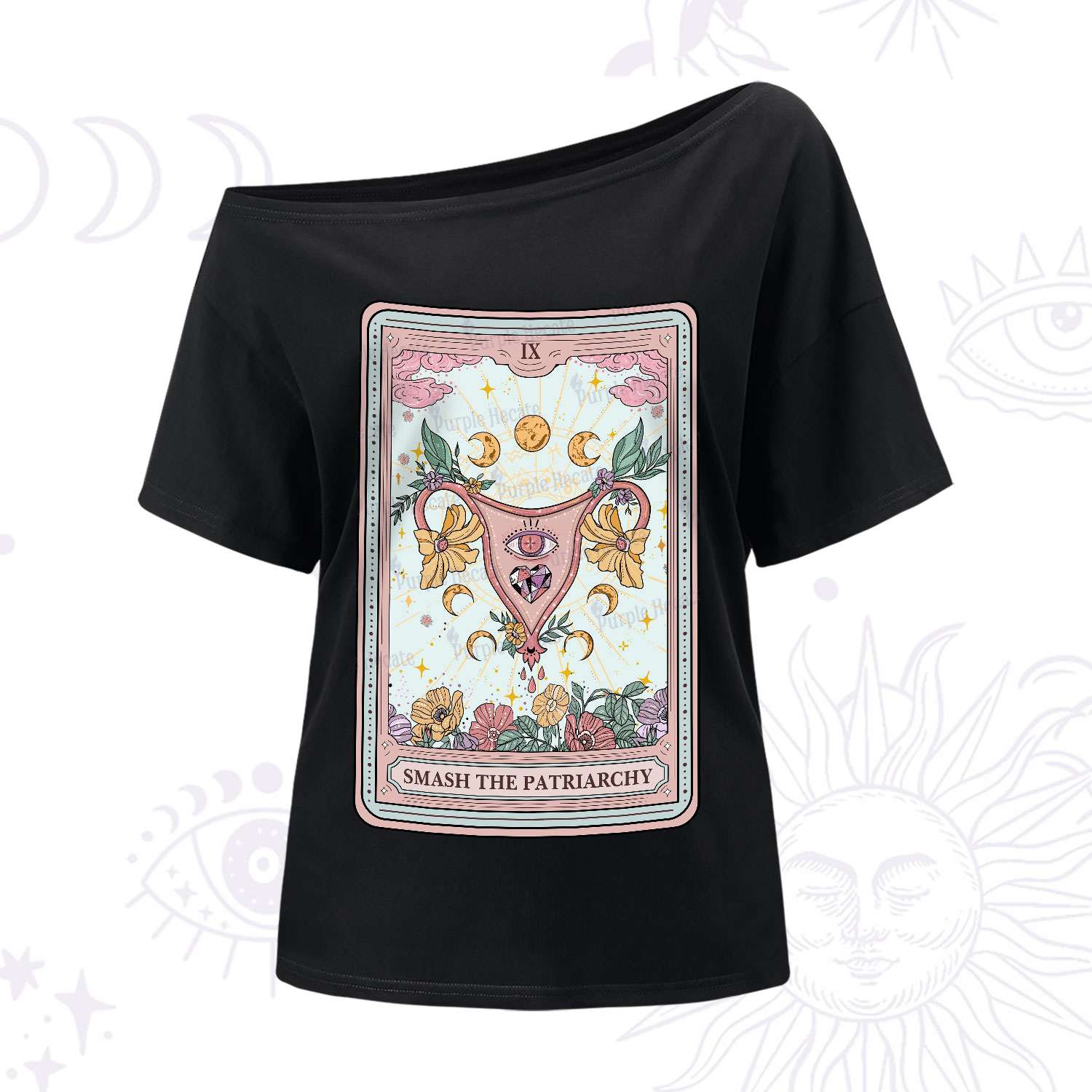 Purplehecate The Smash the Patriarchy Tarot One-Shoulder T-Shirt