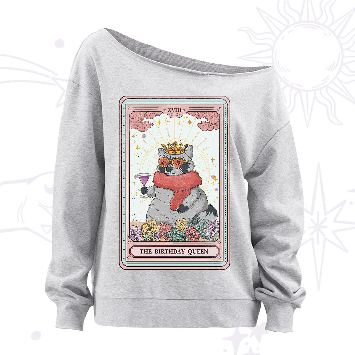 Purplehecate The Birthday Queen Tarot Off The Shoulder Sweatshirt
